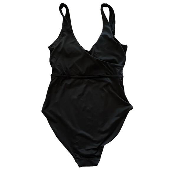 NWOT Andie The Belmar One Piece Swimsuit Crossover Tie Waist V Neck Black Size M - Picture 4 of 9